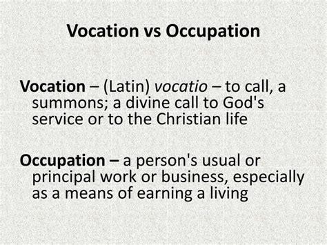 vocation vs occupation.